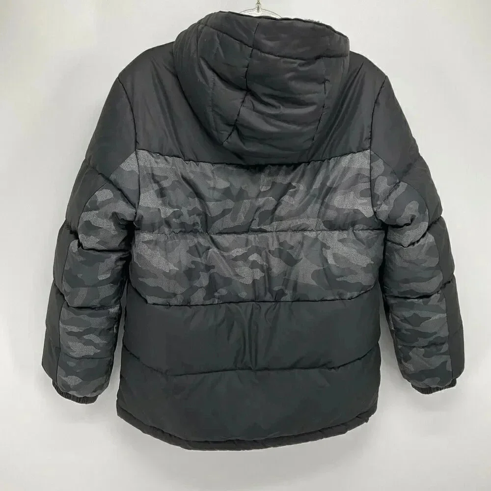 ZeroXposur‎ Boy's Heavyweight Puffer Coat Black Camo Hooded Jacket Youth Medium